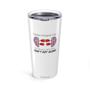 Please Forgive Me... My Left And Right Brains Don't Get Along - Sarcastic/Funny/Humorous Novelty Insulated Coffee Tumbler 20oz
